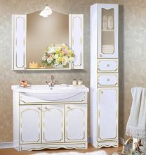 Мебель для ванной Бриклаер Лючия 100 белый глянец, золото