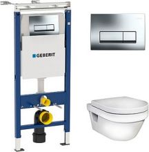 Комплект  Унитаз Gustavsberg Hygienic Flush WWC 5G84HR01 безободковый + Инсталляция Geberit Duofix Платтенбау  458.125.21.1 4 в 1 с кнопкой смыва