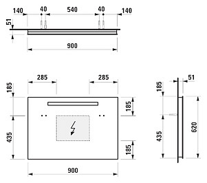 Зеркало Laufen Case 4724.1 90x62 с горизонтальной подсветкой