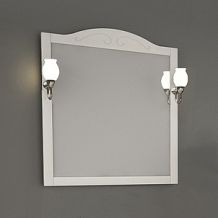 Зеркало ASB-Mebel Флоренция 105 массив ясеня белое патина серебро со светильниками