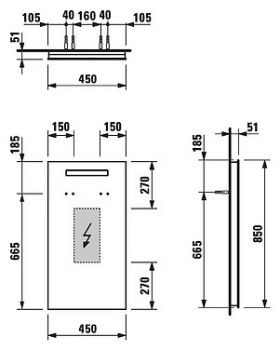 Зеркало Laufen Case 4720.1 45x85 с горизонтальной подсветкой