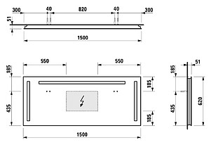 Зеркало Laufen Case 4.4728.8.996.144.1 150x62 с подсветкой