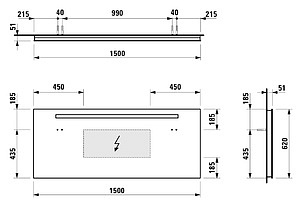 Зеркало Laufen Case 4728.1 150x62 с горизонтальной подсветкой