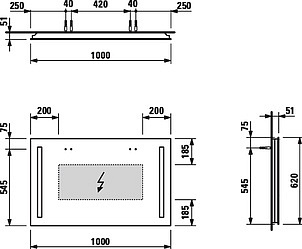 Зеркало Laufen Case 4725.6 100x62 с вертикальной подсветкой