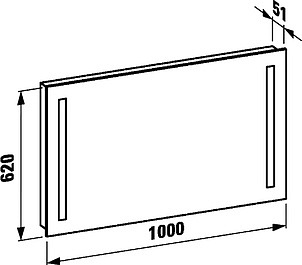Зеркало Laufen Case 4725.6 100x62 с вертикальной подсветкой