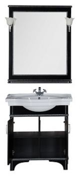 Зеркало Aquanet Валенса 80 черный краколет/серебро
