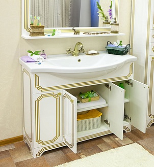 Мебель для ванной Sanflor Каир 120 белая, золотая патина
