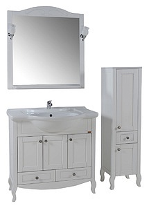 Мебель для ванной ASB-Mebel Флоренция 85 белая патина серебро, массив ясеня