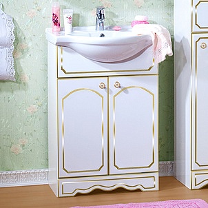 Мебель для ванной Бриклаер Лючия 60 белый глянец, золото