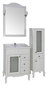 Мебель для ванной ASB-Mebel Флоренция Квадро 60 белая патина серебро витраж, массив ясеня