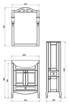 Шкаф-пенал ASB-Mebel Флоренция белый, патина серебро