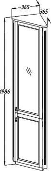 Шкаф-пенал Opadiris Клио 37 R угловой, нагал, матовое стекло