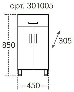 Тумба СанТа TH 45 2 двери, 1 ящик
