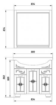 Мебель для ванной ASB-Mebel Бергамо 85 белая, патина серебро, витраж