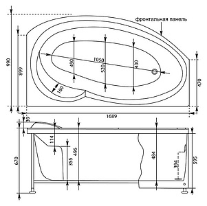 Акриловая ванна Aquanet Jersi R