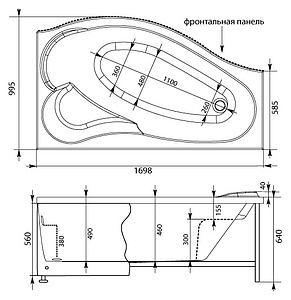 Акриловая ванна Aquanet Palma R