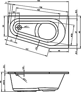 Акриловая ванна Riho Delta 150 L