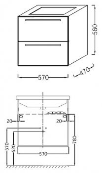 Мебель для ванной Jacob Delafon Struktura 60 белая, с 2 ящиками