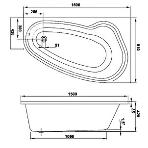 Акриловая ванна Vagnerplast Avona 150 R