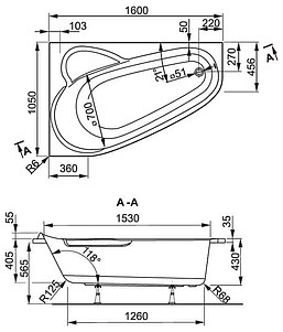 Акриловая ванна Vagnerplast Selena 160 R