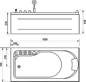 Акриловая ванна Gemy G9006-1.5 B L
