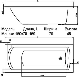 Акриловая ванна Santek Монако 150 см