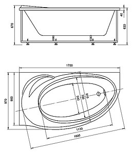 Акриловая ванна Акватек Бетта 170 L