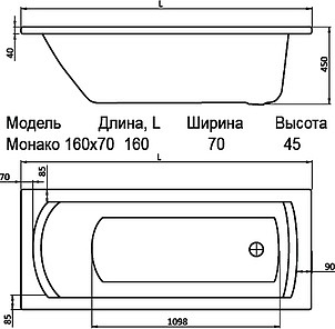 Акриловая ванна Santek Монако 160 см