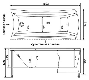 Акриловая ванна Aquanet Cariba