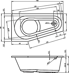 Акриловая ванна Riho Delta 150 R