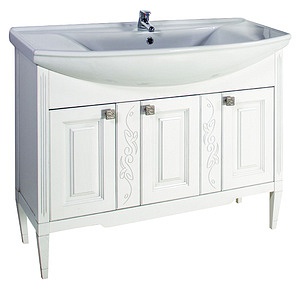 Мебель для ванной ASB-Mebel Модена 105 белая с серебряной патиной