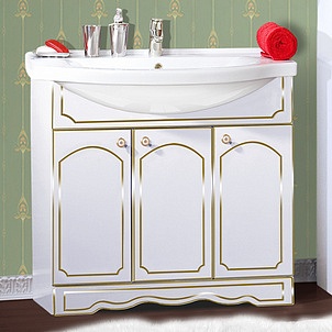 Мебель для ванной Бриклаер Лючия 90 белый глянец, золото