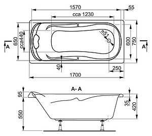 Акриловая ванна Vagnerplast Charitka 170