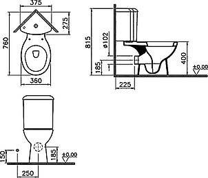 Унитаз-компакт VitrA Arkitekt 9754B003-7200