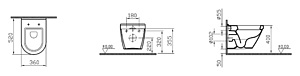 Унитаз подвесной VitrA S50 5318B003 52 см с бидеткой