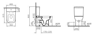 Унитаз-компакт VitrA S20 9819B003-7202 с микролифтом