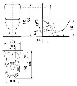 Унитаз-компакт Jika Lyra 2423.4  косой выпуск