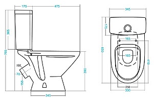 Комплект  Унитаз-компакт Santek Лига WH302141 косой выпуск + Гофра AlcaPlast A97 + Рукомойник Cersanit Sigma + Сифон для раковины AlcaPlast A437