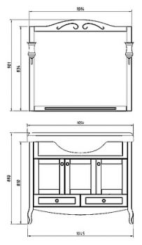 Мебель для ванной ASB-Mebel Флоренция 105 белая патина серебро витраж, массив ясеня