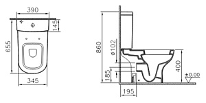 Унитаз-компакт VitrA D-Light 9014B003-7207 с микролифтом