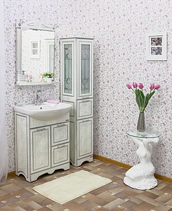 Мебель для ванной Sanflor Адель 65 белая, патина серебро