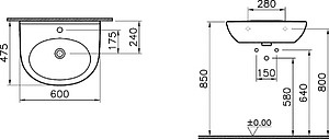 Раковина VitrA Zentrum 5786B003-0001 60 см