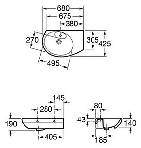 Раковина Roca Dama Senso Compacto 327519000 R угловая