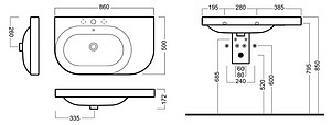 Раковина Hatria Daytime SX 86 см, L