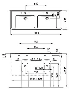 Раковина Laufen Pro A 8.1496.7.000.104.1 двойная