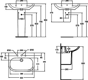 Раковина Ideal Standard Active T054301 65 см