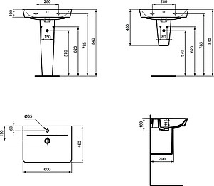 Раковина Ideal Standard Connect Air Cube E074201 60 см