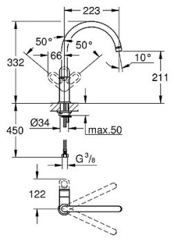 Смеситель Grohe BauLoop 31368000 для кухонной мойки