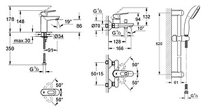 Комплект для ванной Grohe BauLoop 121827