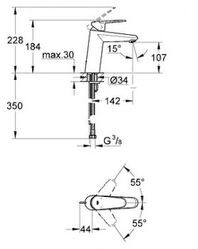 Смеситель Grohe Eurodisc Cosmopolitan 23449002 для раковины